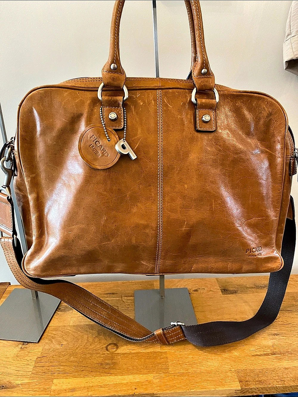 Picard Germany Leather Briefcase Laptop Bag Cognac Brown